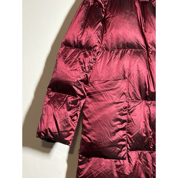 Lattelier Women's NWT Burgundy Longline Hooded Duck Down Filled Jacket Coat XL - Picture 3 of 11